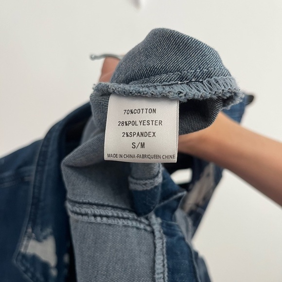 NWT Crazy Train Denim Fringe Acid Wash Vest - Picture 3 of 4